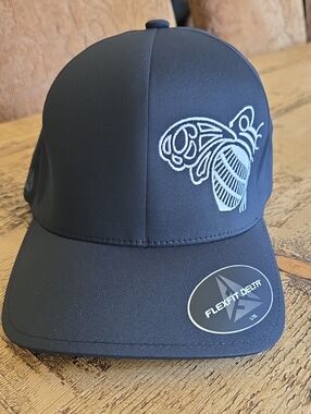 Patrón Branded Black Cap with White Bee Embroidery
